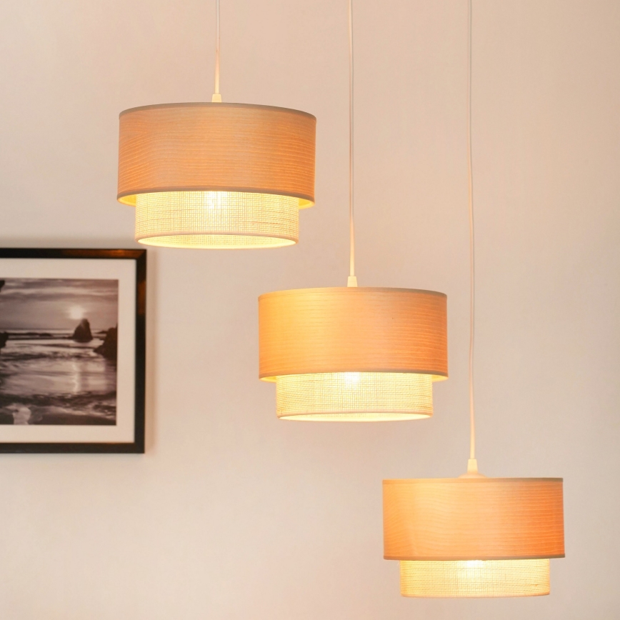 Brilagi - Lámpara colgante ARIZONA BOHO 3xE27/15W/230V beige/blanco