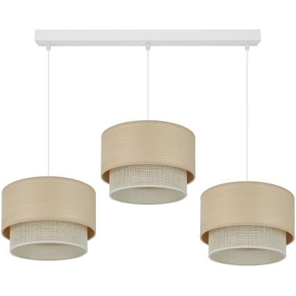 Brilagi - Lámpara colgante ARIZONA BOHO 3xE27/15W/230V beige/blanco
