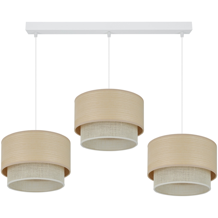 Brilagi - Lámpara colgante ARIZONA BOHO 3xE27/15W/230V beige/blanco