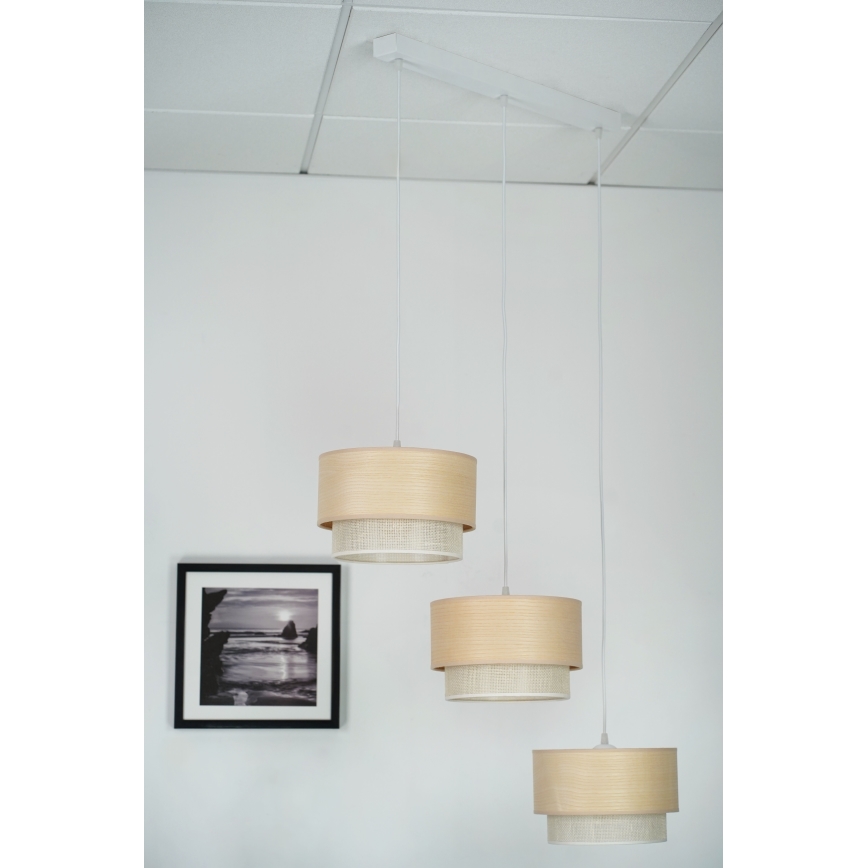 Brilagi - Lámpara colgante ARIZONA BOHO 3xE27/15W/230V beige/blanco
