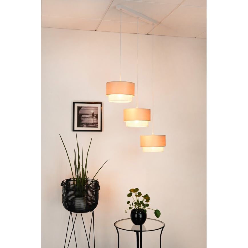 Brilagi - Lámpara colgante ARIZONA BOHO 3xE27/15W/230V beige/blanco