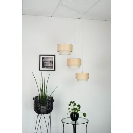 Brilagi - Lámpara colgante ARIZONA BOHO 3xE27/15W/230V beige/blanco
