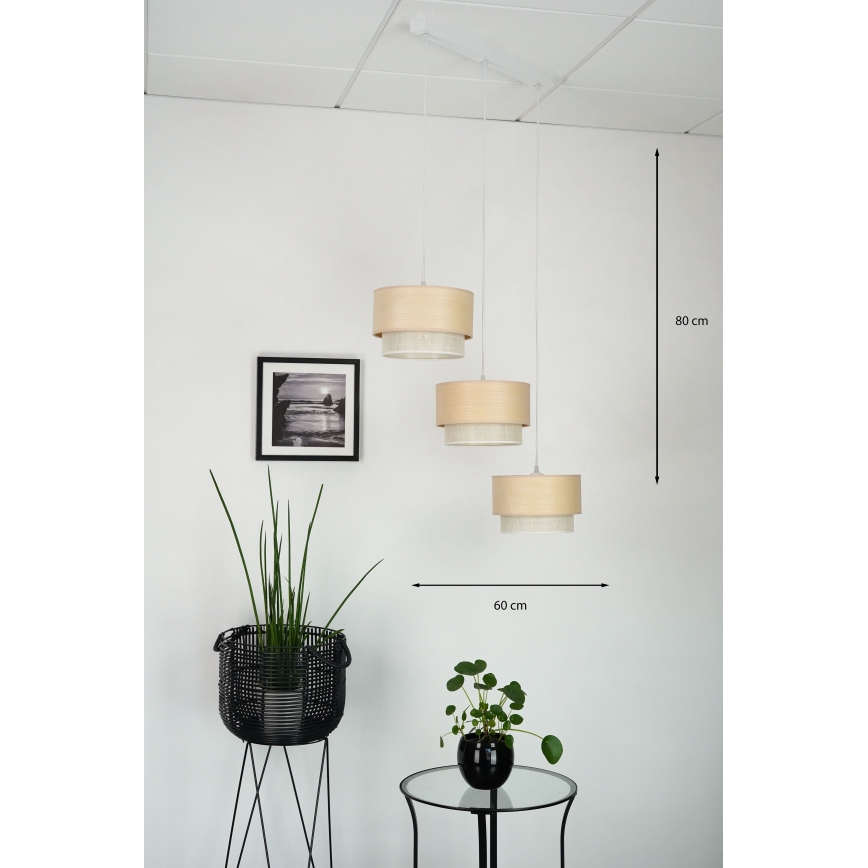 Brilagi - Lámpara colgante ARIZONA BOHO 3xE27/15W/230V beige/blanco