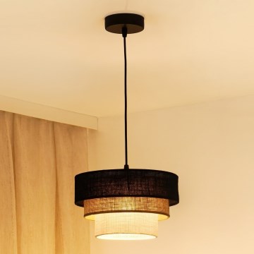Brilagi - Lámpara colgante ASPEN LUNETA 1xE27/15W/230V diá. 25 cm negro/beige/color crema