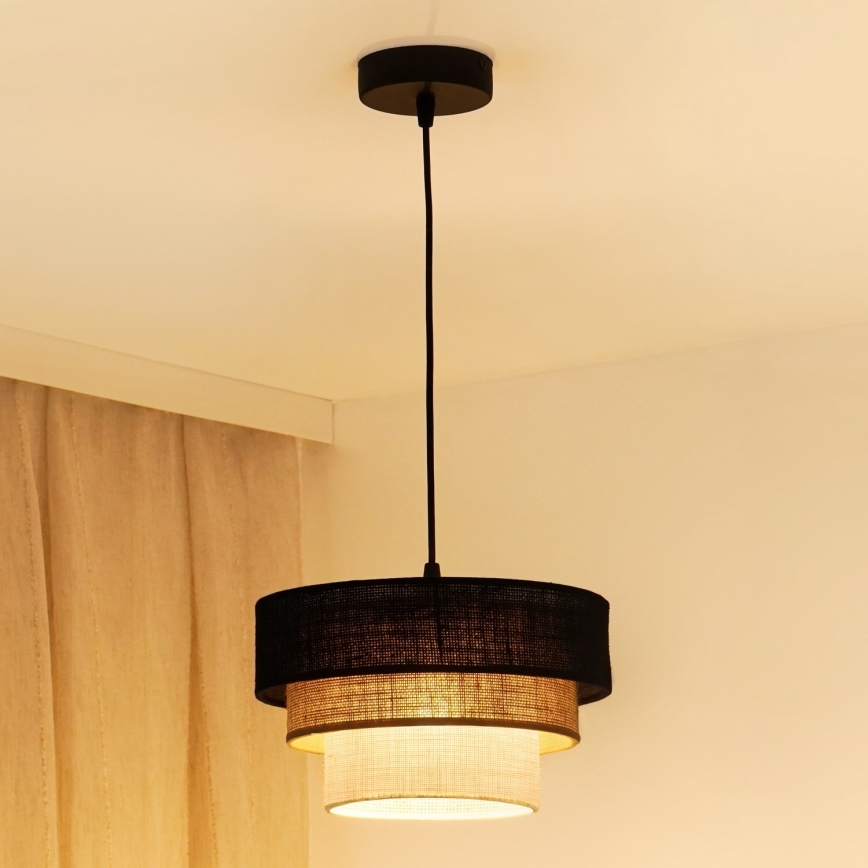 Brilagi - Lámpara colgante ASPEN LUNETA 1xE27/15W/230V diá. 25 cm negro/beige/color crema