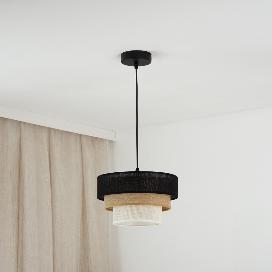 Brilagi - Lámpara colgante ASPEN LUNETA 1xE27/15W/230V diá. 25 cm negro/beige/color crema
