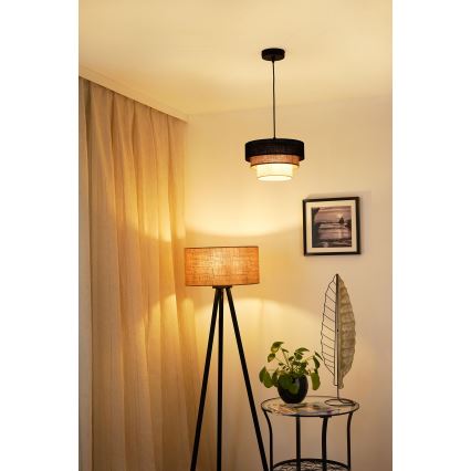 Brilagi - Lámpara colgante ASPEN LUNETA 1xE27/15W/230V diá. 25 cm negro/beige/color crema