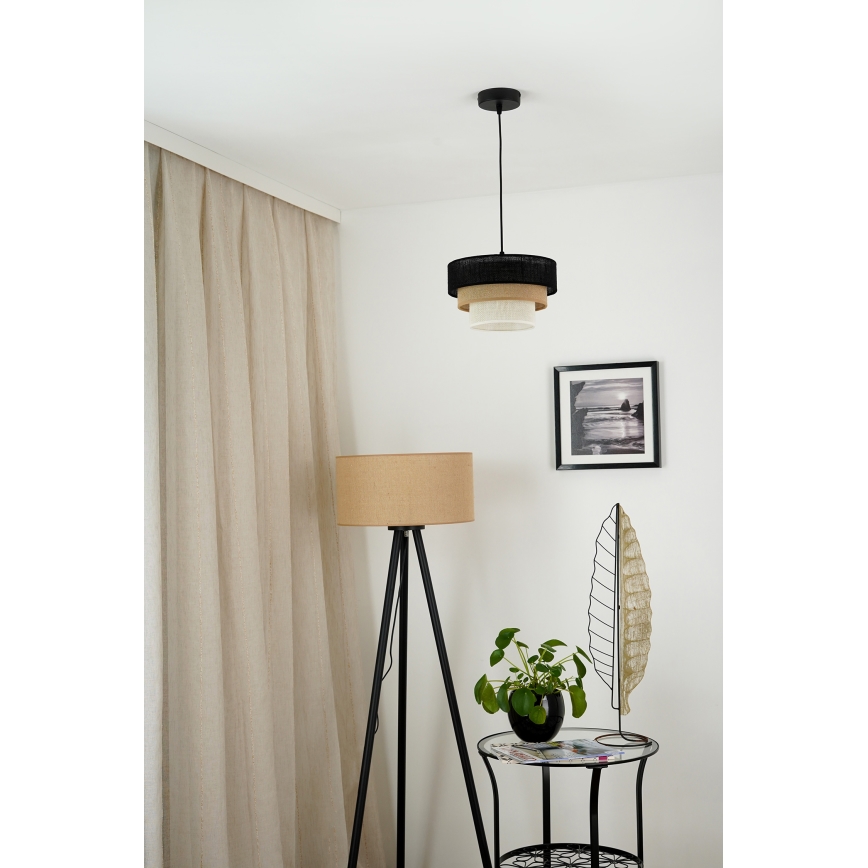 Brilagi - Lámpara colgante ASPEN LUNETA 1xE27/15W/230V diá. 25 cm negro/beige/color crema