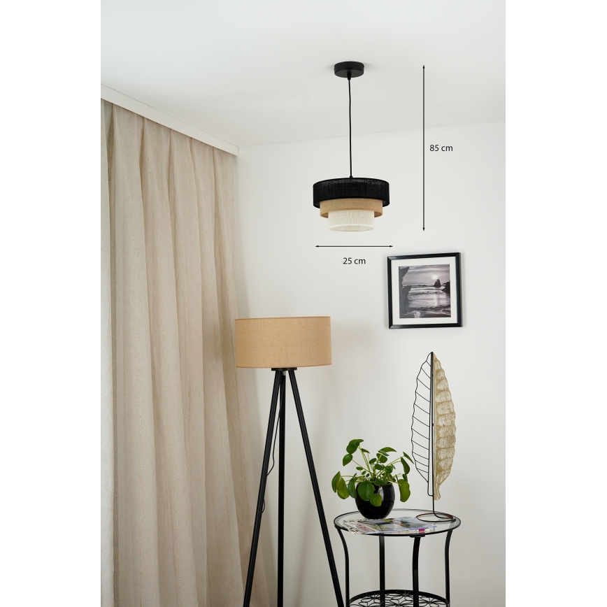 Brilagi - Lámpara colgante ASPEN LUNETA 1xE27/15W/230V diá. 25 cm negro/beige/color crema
