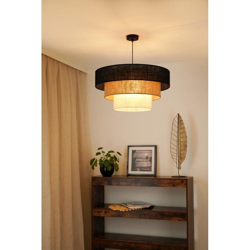 Brilagi - Lámpara colgante ASPEN LUNETA 1xE27/15W/230V diá. 60 cm negro/beige/color crema