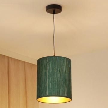 Brilagi - Lámpara colgante BOSTON ROLLER 1xE27/15W/230V diá. 21 cm paja verde/dorado