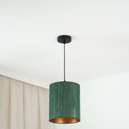 Brilagi - Lámpara colgante BOSTON ROLLER 1xE27/15W/230V diá. 21 cm paja verde/dorado
