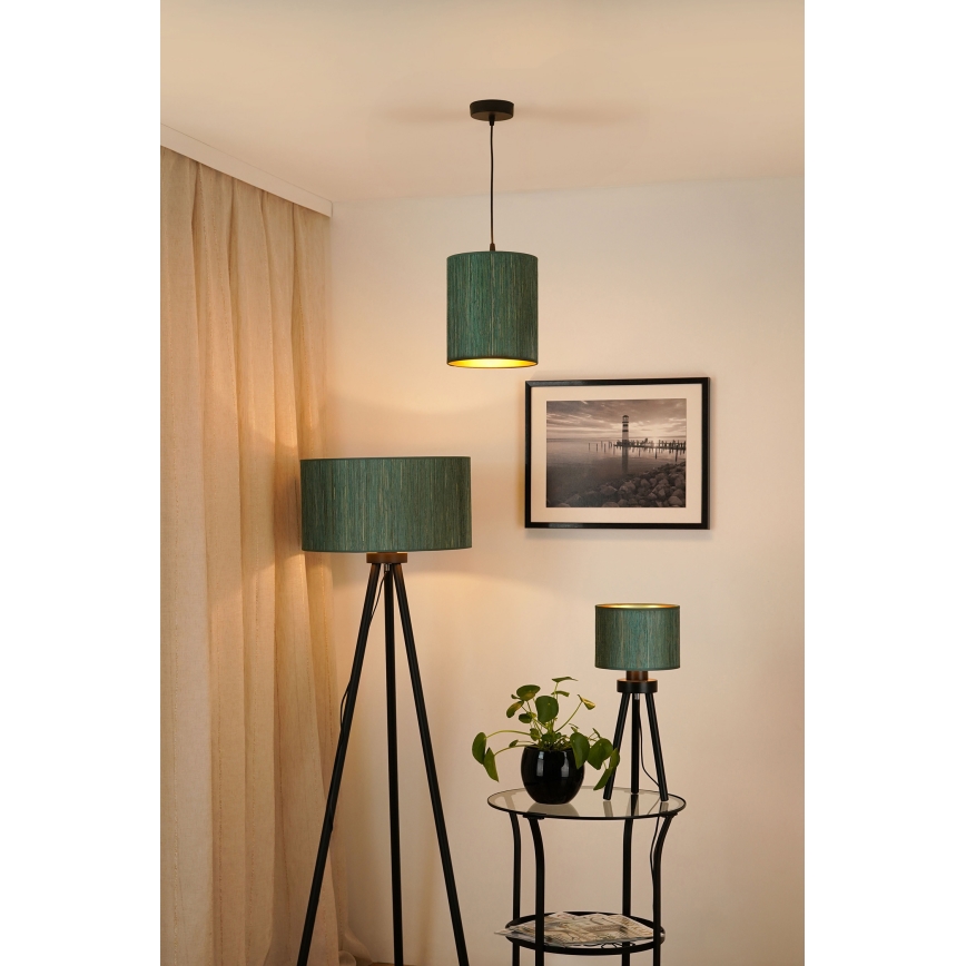 Brilagi - Lámpara colgante BOSTON ROLLER 1xE27/15W/230V diá. 21 cm paja verde/dorado