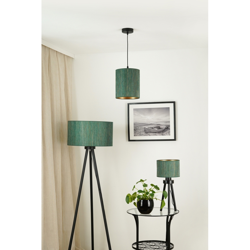 Brilagi - Lámpara colgante BOSTON ROLLER 1xE27/15W/230V diá. 21 cm paja verde/dorado