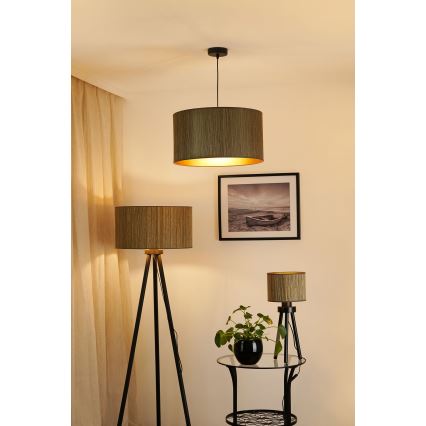 Brilagi - Lámpara colgante BOSTON ROLLER 1xE27/15W/230V diá. 45 cm paja marrón/dorado