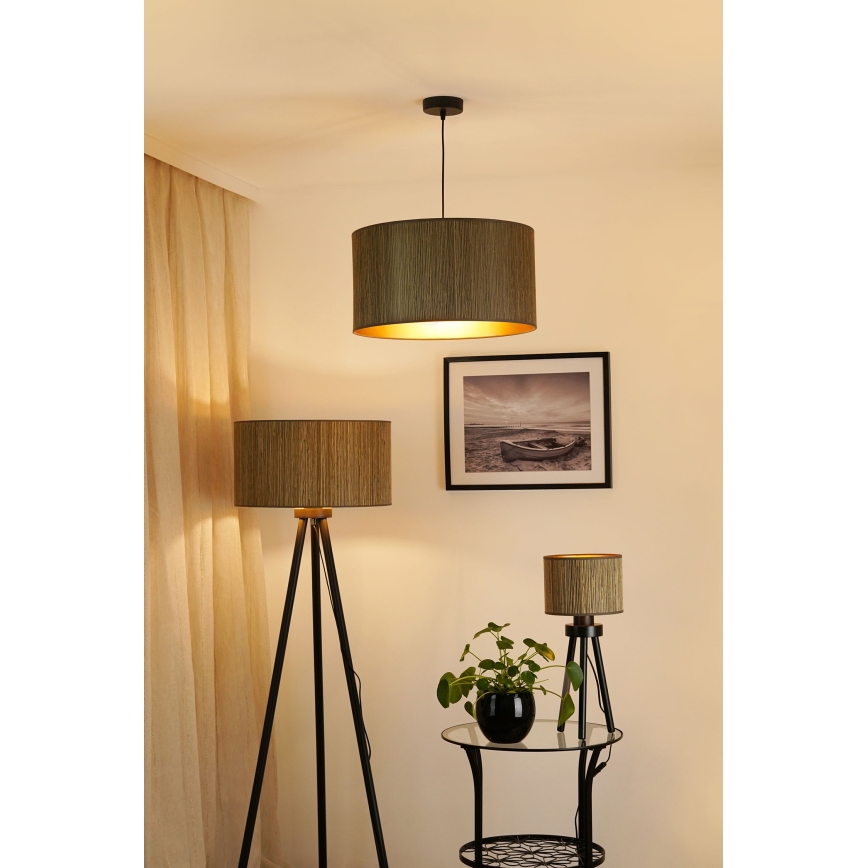 Brilagi - Lámpara colgante BOSTON ROLLER 1xE27/15W/230V diá. 45 cm paja marrón/dorado