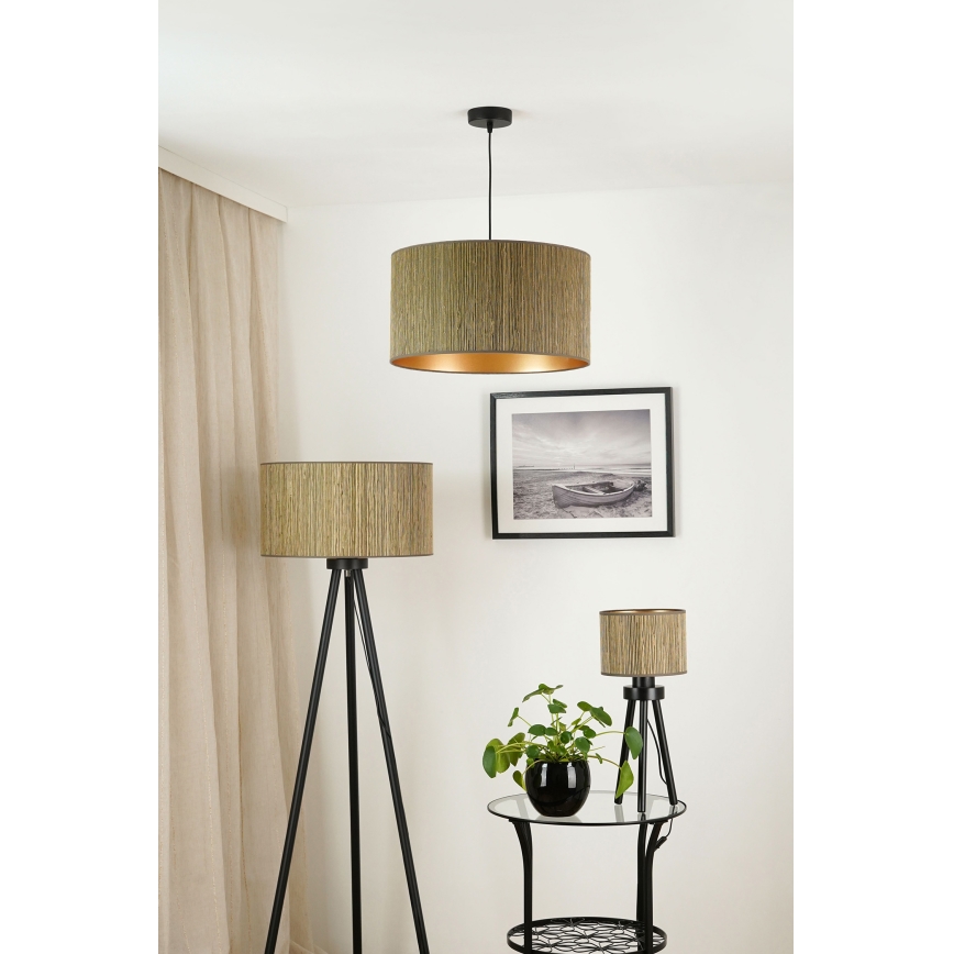 Brilagi - Lámpara colgante BOSTON ROLLER 1xE27/15W/230V diá. 45 cm paja marrón/dorado
