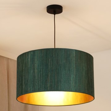Brilagi - Lámpara colgante BOSTON ROLLER 1xE27/15W/230V diá. 45 cm paja verde/dorado