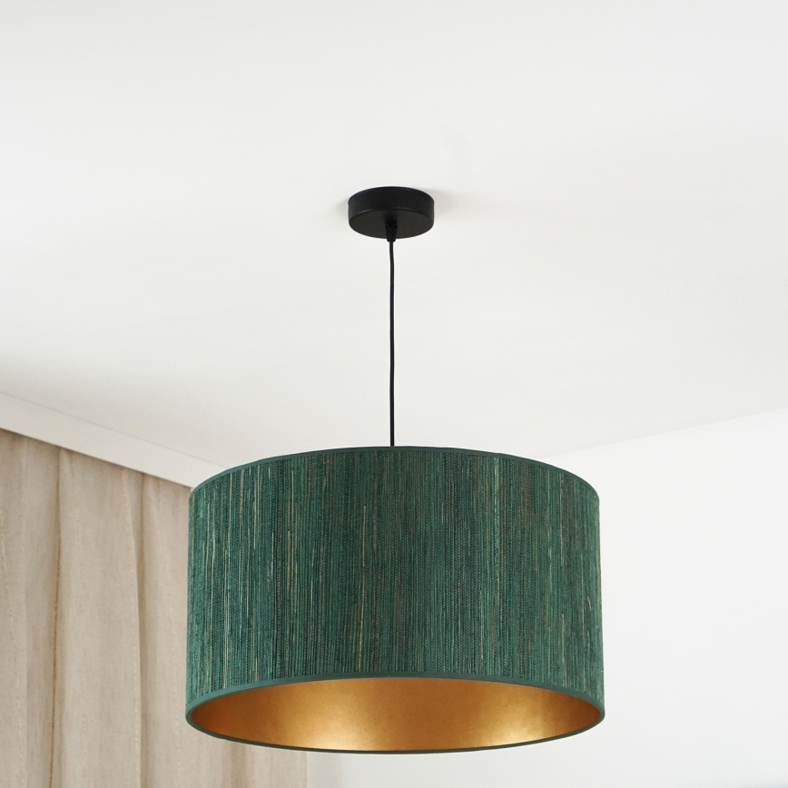 Brilagi - Lámpara colgante BOSTON ROLLER 1xE27/15W/230V diá. 45 cm paja verde/dorado