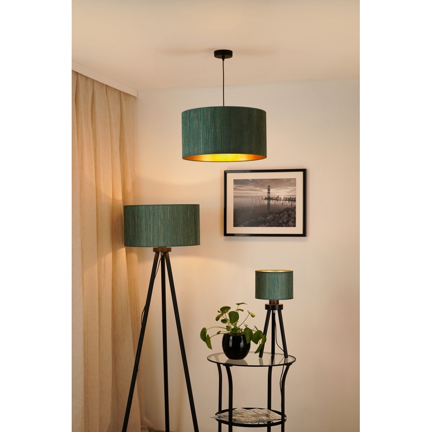 Brilagi - Lámpara colgante BOSTON ROLLER 1xE27/15W/230V diá. 45 cm paja verde/dorado