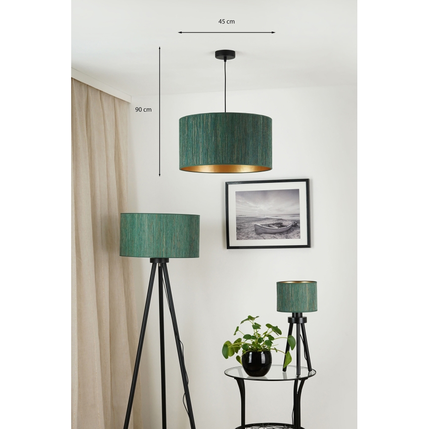 Brilagi - Lámpara colgante BOSTON ROLLER 1xE27/15W/230V diá. 45 cm paja verde/dorado