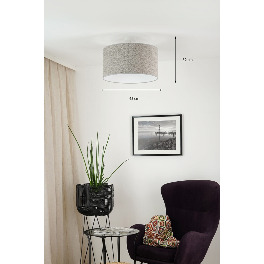 Brilagi - Lámpara colgante BOUCLE ROLLER 1xE27/15W/230V diá. 45 cm gris
