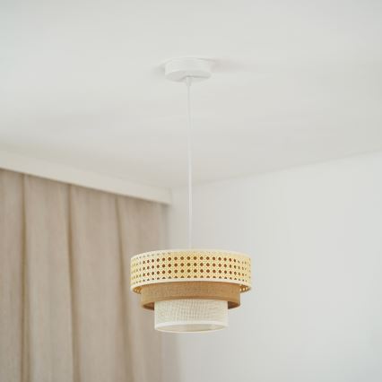 Brilagi - Lámpara colgante CEDAR LUNETA 1xE27/15W/230V diá. 25 cm beige/marrón/color crema