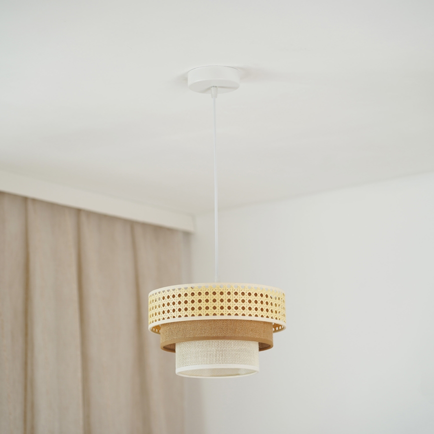 Brilagi - Lámpara colgante CEDAR LUNETA 1xE27/15W/230V diá. 25 cm beige/marrón/color crema