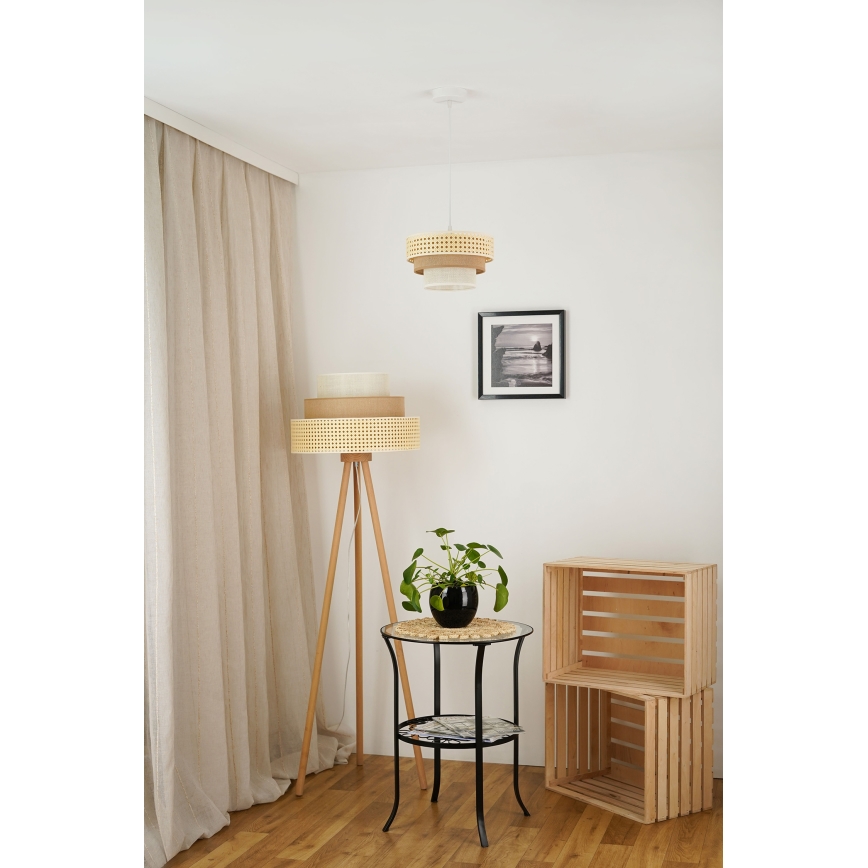 Brilagi - Lámpara colgante CEDAR LUNETA 1xE27/15W/230V diá. 25 cm beige/marrón/color crema