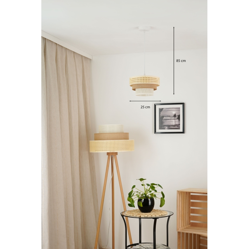 Brilagi - Lámpara colgante CEDAR LUNETA 1xE27/15W/230V diá. 25 cm beige/marrón/color crema