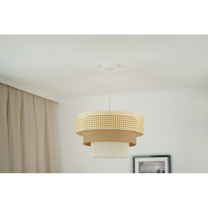 Brilagi - Lámpara colgante CEDAR LUNETA 1xE27/15W/230V diá. 45 cm beige/marrón/color crema
