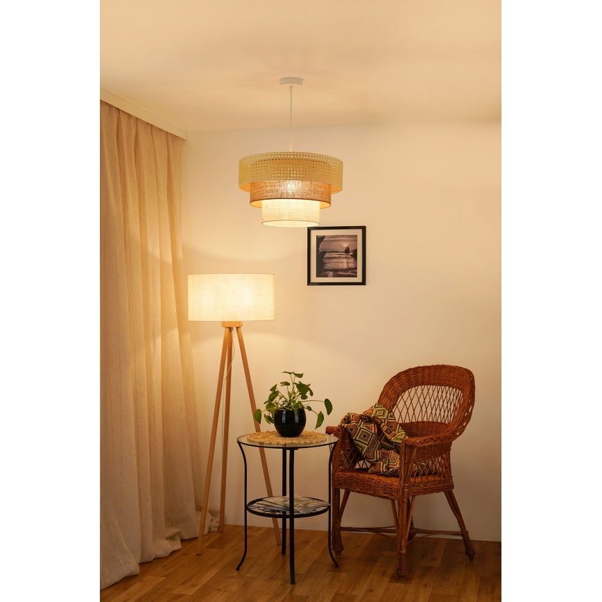 Brilagi - Lámpara colgante CEDAR LUNETA 1xE27/15W/230V diá. 45 cm beige/marrón/color crema
