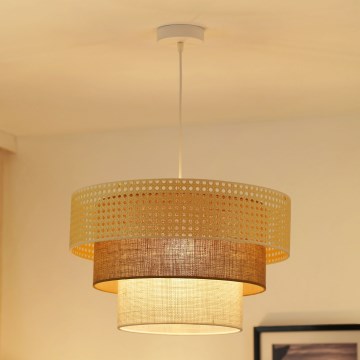 Brilagi - Lámpara colgante CEDAR LUNETA 1xE27/15W/230V diá. 45 cm beige/marrón/color crema