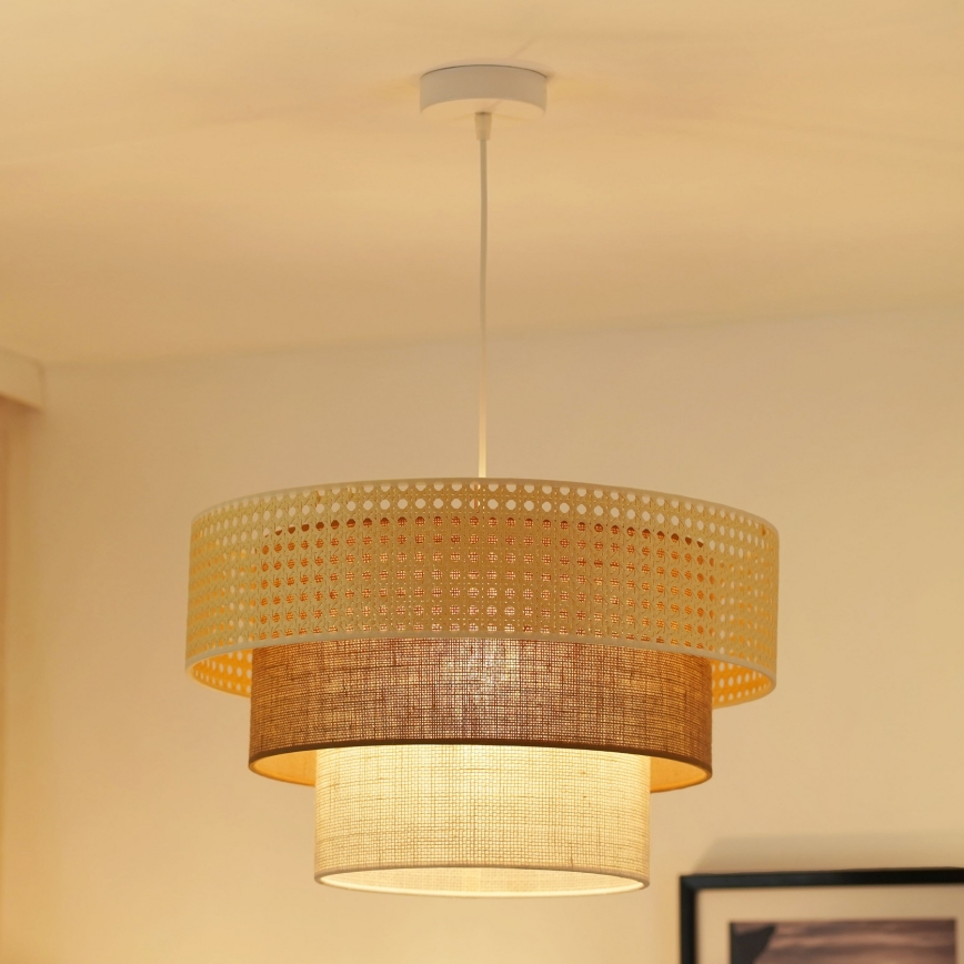 Brilagi - Lámpara colgante CEDAR LUNETA 1xE27/15W/230V diá. 45 cm beige/marrón/color crema