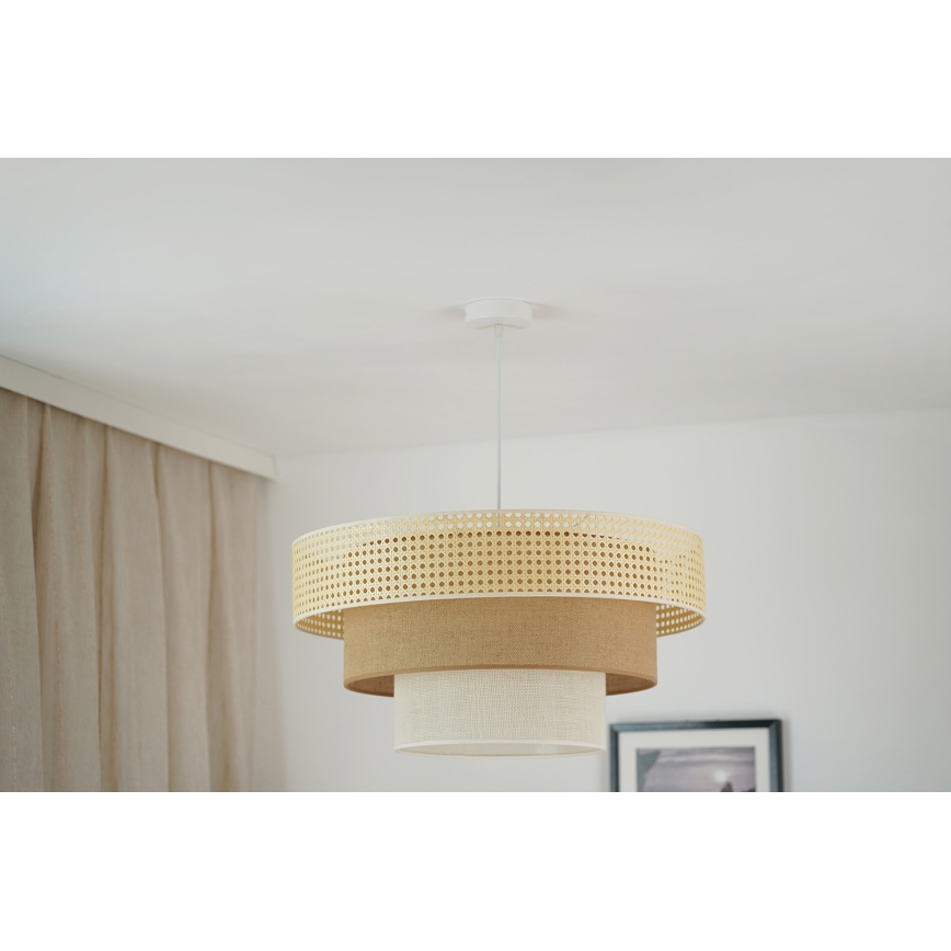Brilagi - Lámpara colgante CEDAR LUNETA 1xE27/15W/230V diá. 60 cm beige/marrón/color crema