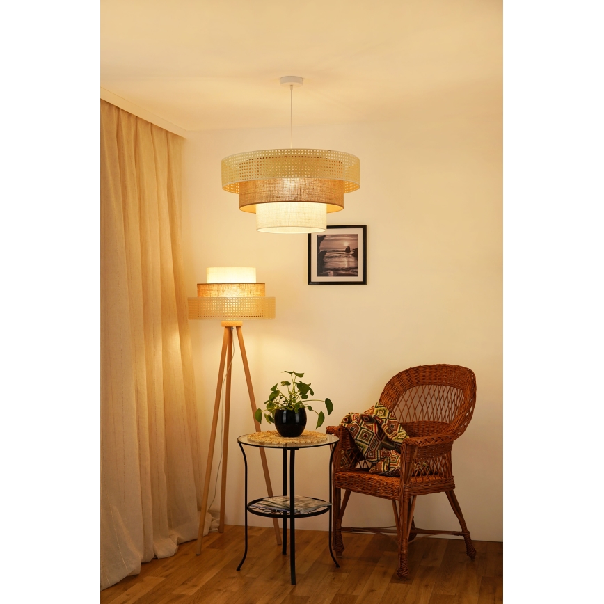 Brilagi - Lámpara colgante CEDAR LUNETA 1xE27/15W/230V diá. 60 cm beige/marrón/color crema