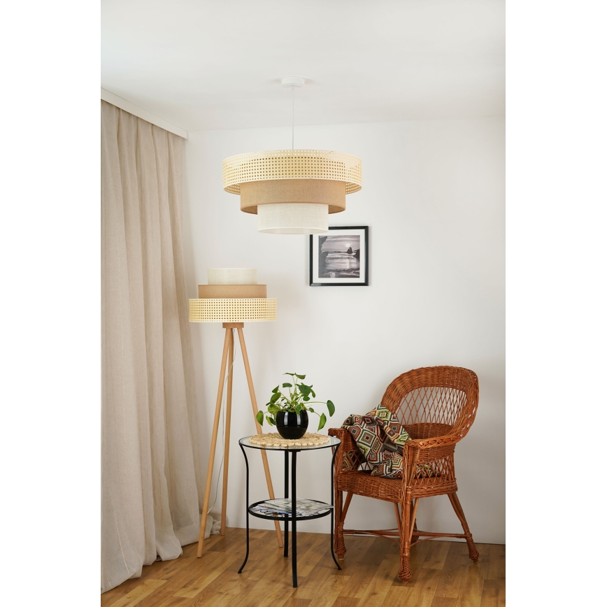 Brilagi - Lámpara colgante CEDAR LUNETA 1xE27/15W/230V diá. 60 cm beige/marrón/color crema