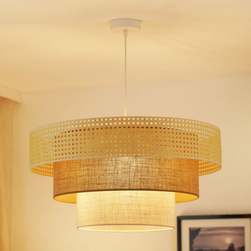 Brilagi - Lámpara colgante CEDAR LUNETA 1xE27/15W/230V diá. 60 cm beige/marrón/color crema