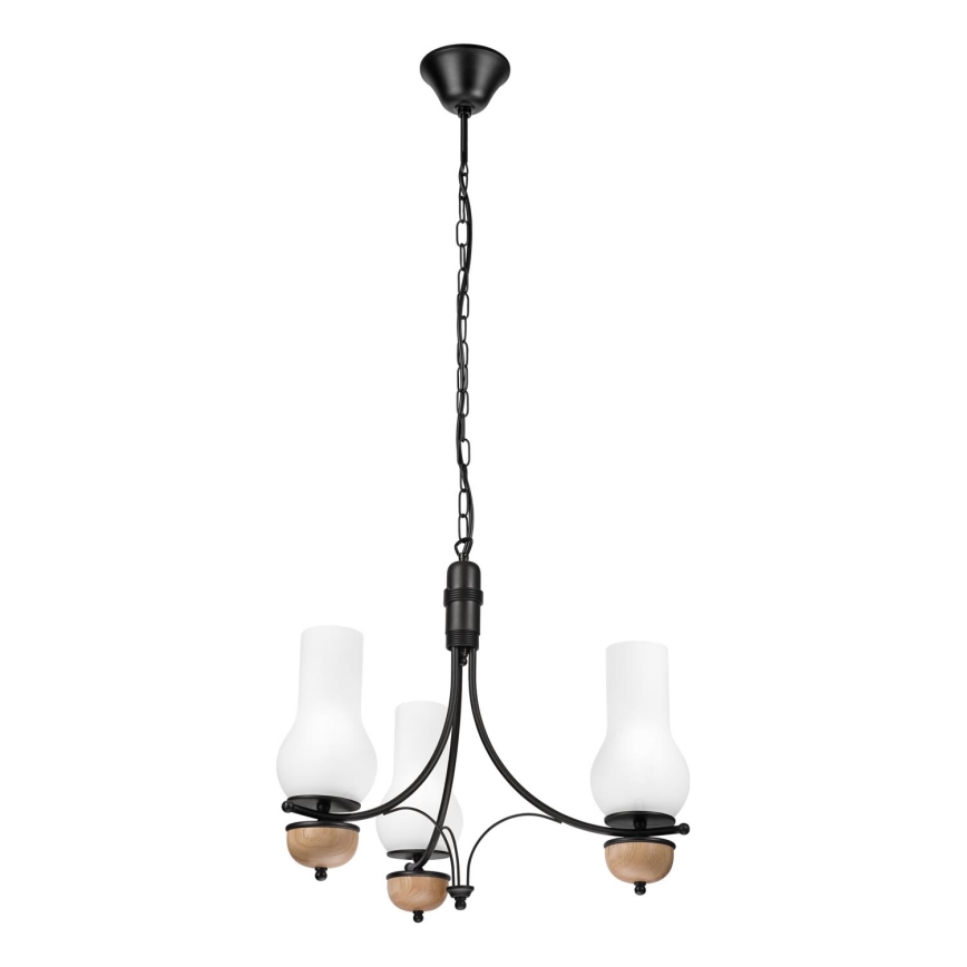 Brilagi - Lámpara colgante con cadena COTTAGE 3xE14/40W/230V haya/blanco