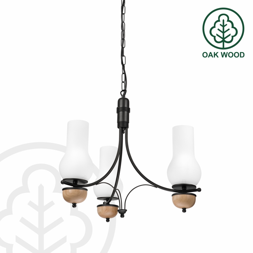 Brilagi - Lámpara colgante con cadena COTTAGE 3xE14/40W/230V haya/blanco