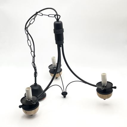 Brilagi - Lámpara colgante con cadena COTTAGE 3xE14/40W/230V haya/blanco