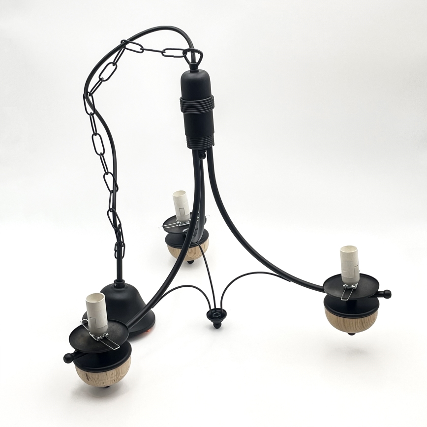 Brilagi - Lámpara colgante con cadena COTTAGE 3xE14/40W/230V haya/blanco
