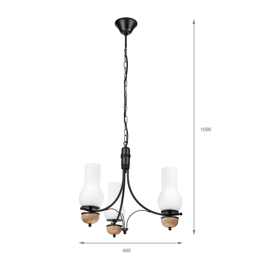 Brilagi - Lámpara colgante con cadena COTTAGE 3xE14/40W/230V haya/blanco
