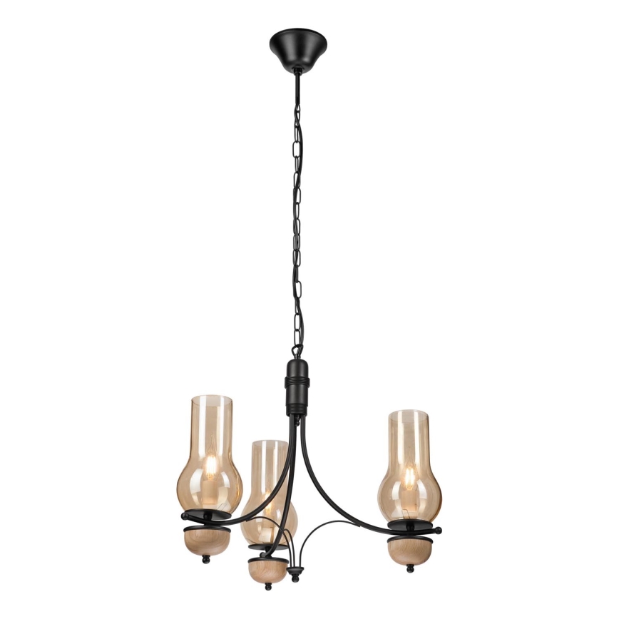 Brilagi - Lámpara colgante con cadena COTTAGE 3xE14/40W/230V haya/marrón