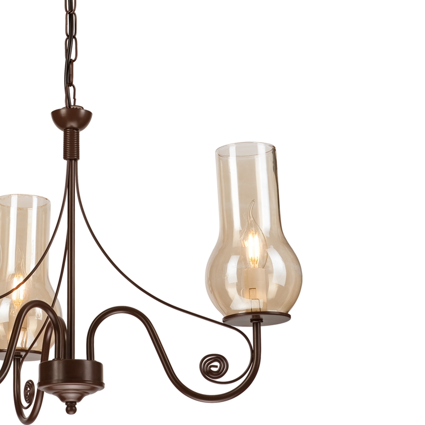 Brilagi - Lámpara colgante con cadena COTTAGE 3xE14/40W/230V marrón