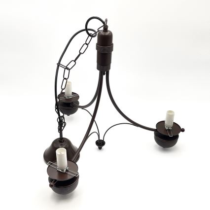 Brilagi - Lámpara colgante con cadena COTTAGE 3xE14/40W/230V roble/blanco