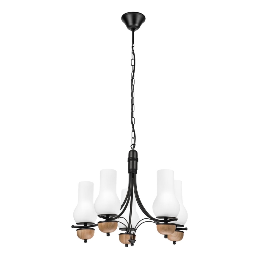 Brilagi - Lámpara colgante con cadena COTTAGE 5xE14/40W/230V haya/blanco