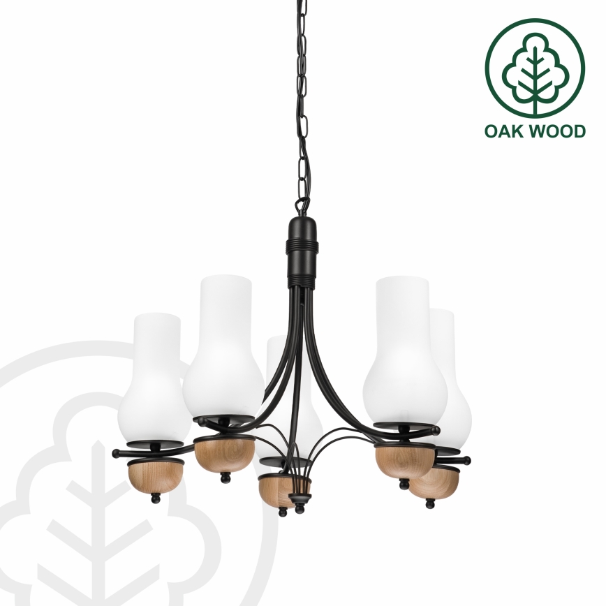 Brilagi - Lámpara colgante con cadena COTTAGE 5xE14/40W/230V haya/blanco