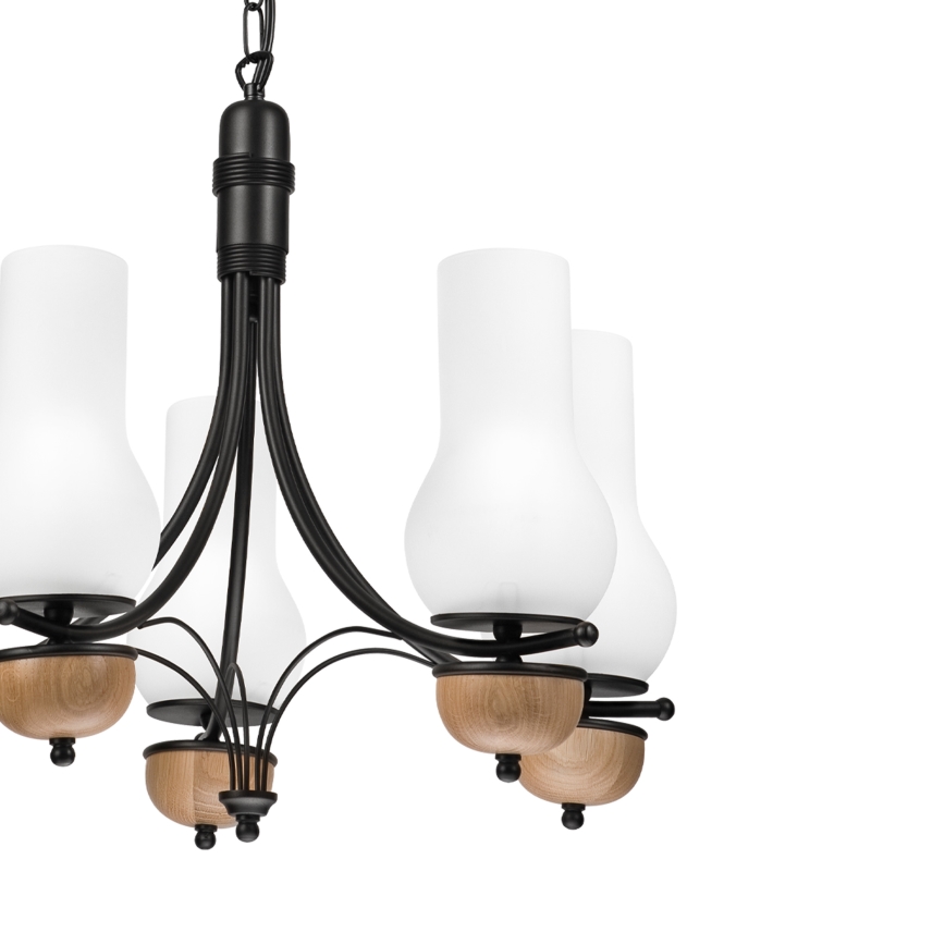 Brilagi - Lámpara colgante con cadena COTTAGE 5xE14/40W/230V haya/blanco
