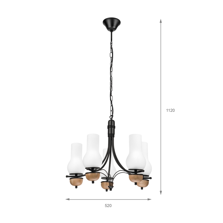 Brilagi - Lámpara colgante con cadena COTTAGE 5xE14/40W/230V haya/blanco